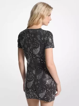 vestido curto estilo mergulho com estampa paisley cravejada 2 330x444 - Vestido curto estilo mergulho com estampa paisley cravejada